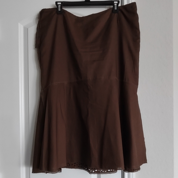 Vintage Size XL Skirt & Open front Jacket Brown open work embroidery Johnny Was? - Picture 10 of 15